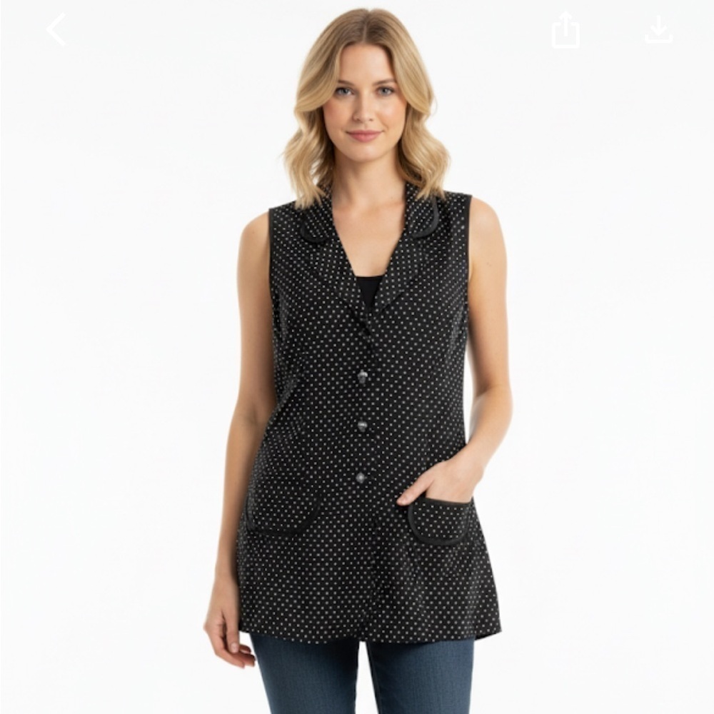 Francine Browner Black and White Polka Dot Womens Vintage Vest Size Medium